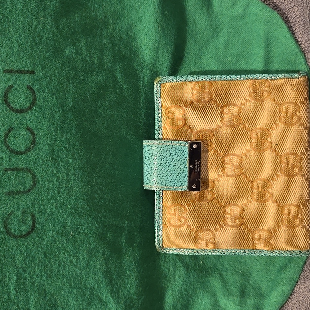 Gucci Monogram Wallet Tan and Green